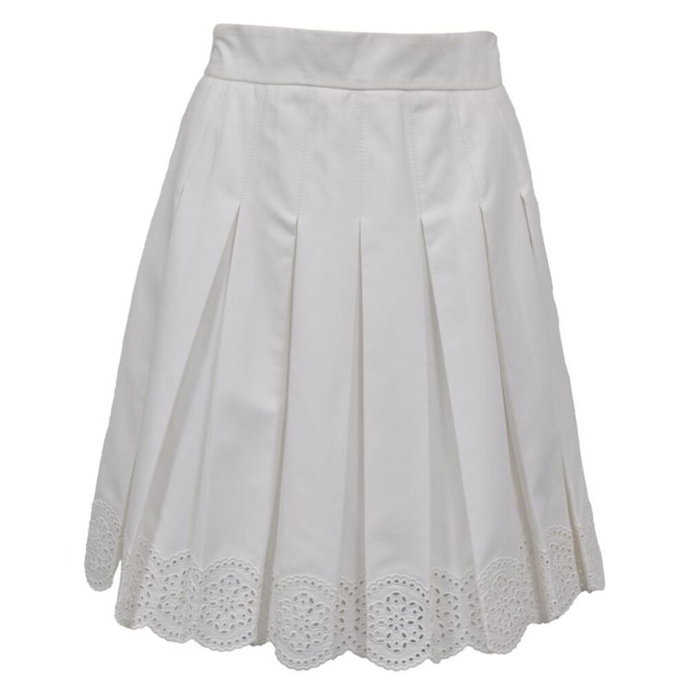 Alexander Mcqueen Pleated Mini Skirt in White Cotton